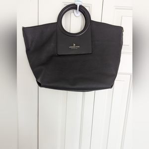 London Fog Round Handle Tote Handbag Black.